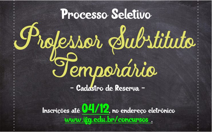 Inscrição até 4/12 para professor temporário/substituto