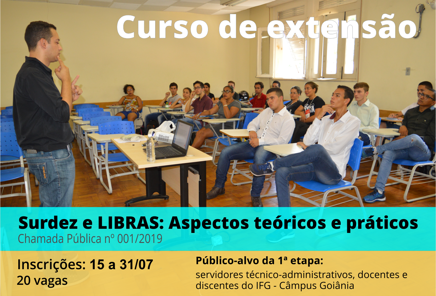 Leone Nogueira, intérprete de Libras do IFG - Câmpus Goiânia, durante 3ª Secitec Leone Nogueira, intérprete de Libras do IFG - Câmpus Goiânia, durante 3ª Secitec