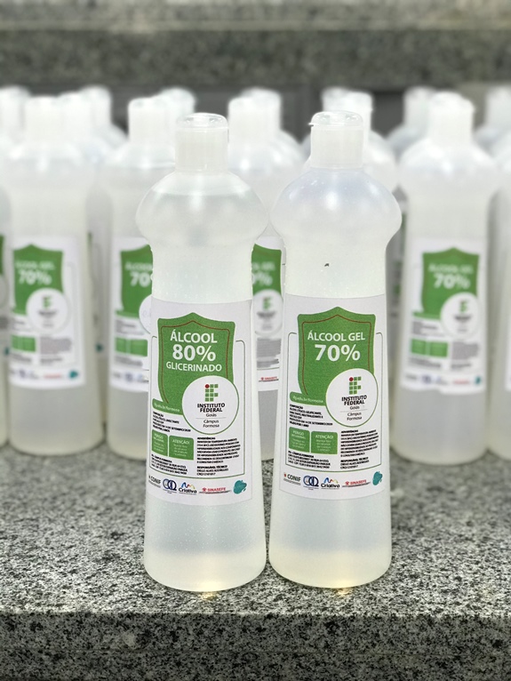 Álcool Glicerinado 80% e Álcool Gel 70% produzidos no IFG