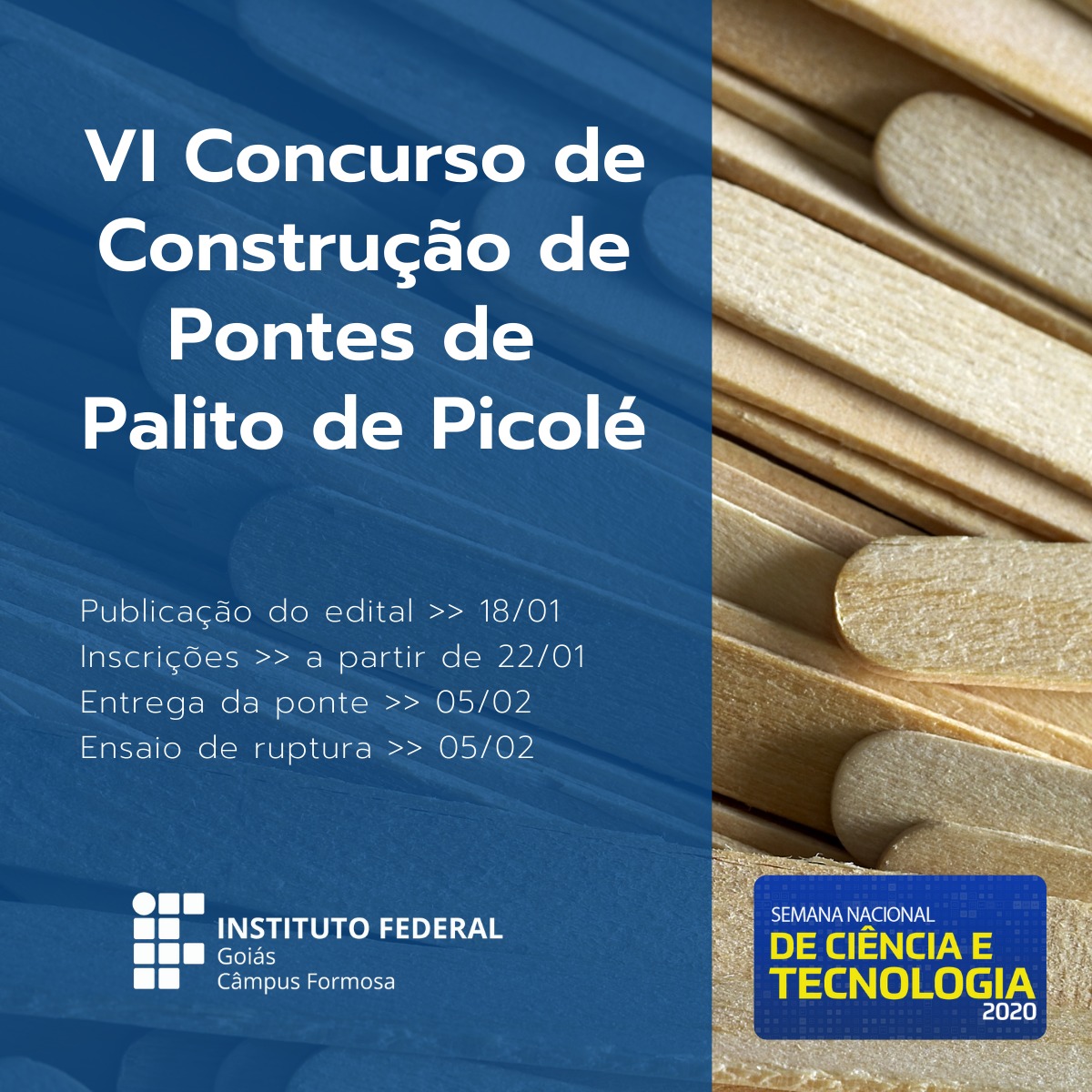 VI Concurso de Construção de Pontes de Palitos de Picolé