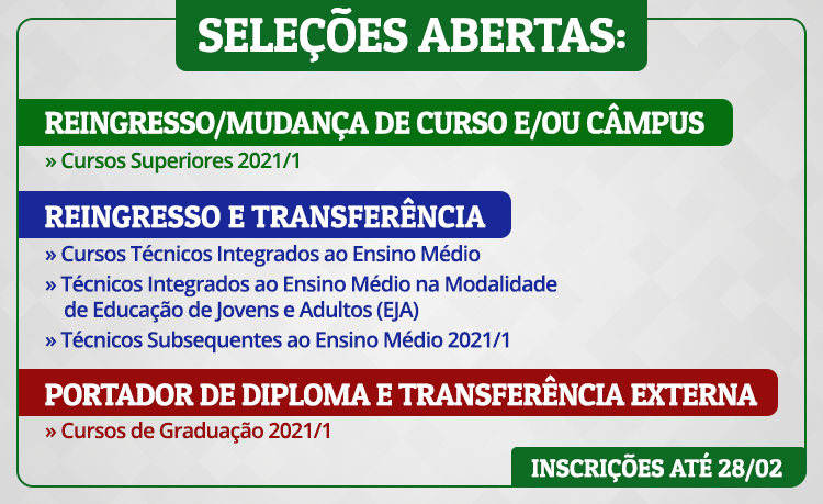 Processos seletivos com inscrições abertas Processos seletivos com inscrições abertas