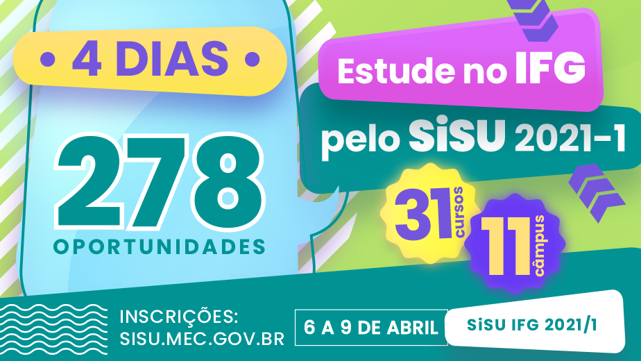 IFG oferta vagas pelo Sisu 2021/1 imagem sem descrição.