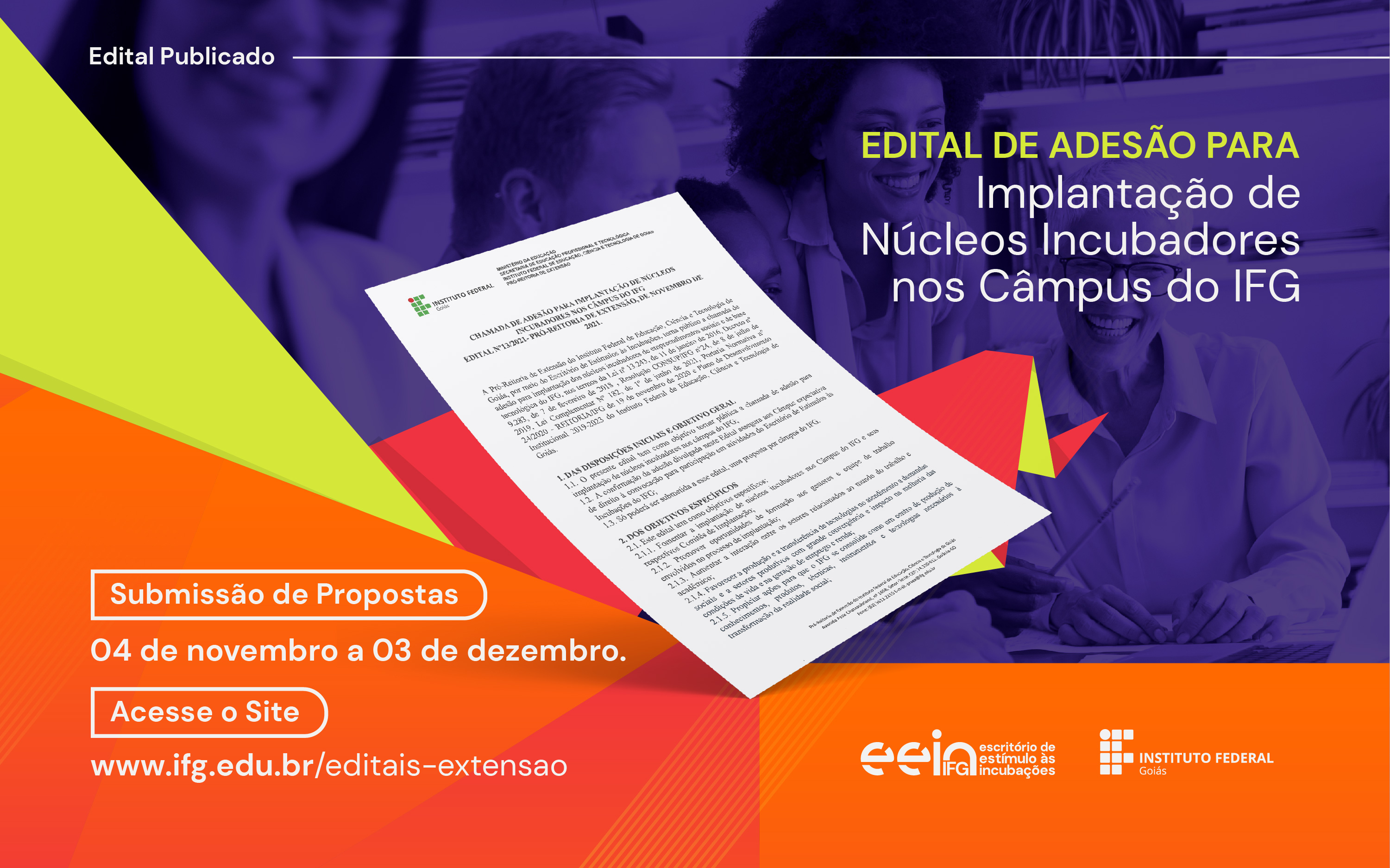 Propostas de adesão para implantação de núcleos incumbadores no câmpus podem ser apresentadas até 3 de dezembro imagem sem descrição.