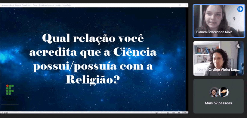 Cerca de 60 pessoas participaram da palestra "Física e religião ao longo da história" Cerca de 60 pessoas participaram da palestra "Física e religião ao longo da história"