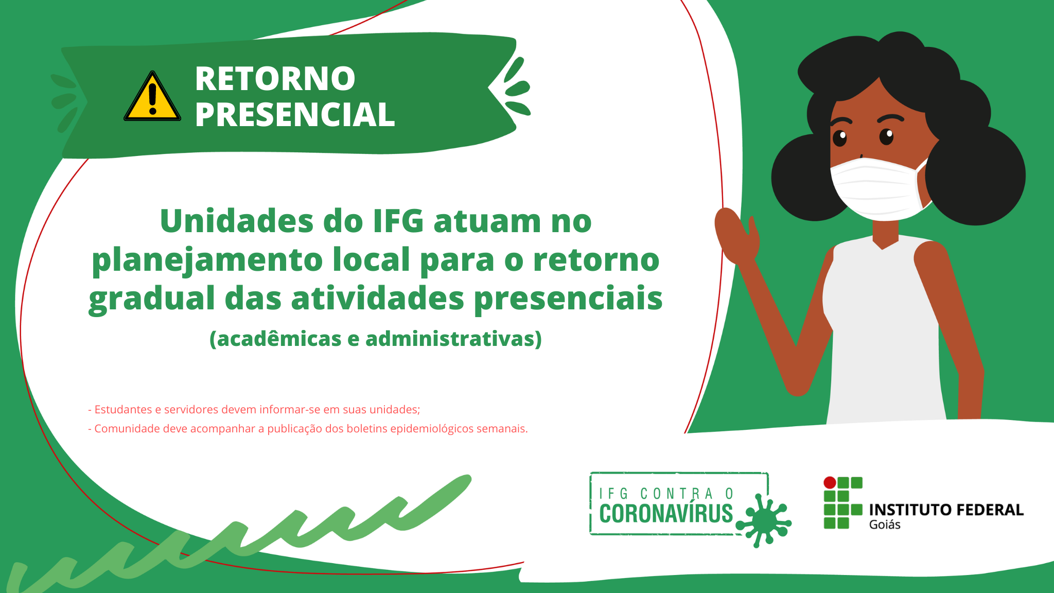 Durante o retorno presencial, a Instituição seguirá protocolos de segurança e de proteção sanitária, observando o distanciamento físico, o uso de máscaras e álcool em gel, além de outros procedimentos que estão indicados nas normativas institucionais Durante o retorno presencial, a Instituição seguirá protocolos de segurança e de proteção sanitária, observando o distanciamento físico, o uso de máscaras e álcool em gel, além de outros procedimentos que estão indicados nas normativas institucionais