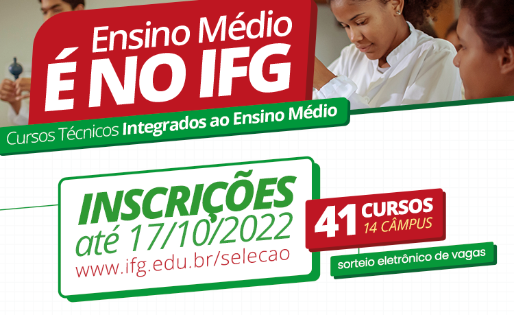 Inscrições abertas para 41 cursos técnicos integrados ao ensino médio, em 14 câmpus Inscrições abertas para 41 cursos técnicos integrados ao ensino médio, em 14 câmpus