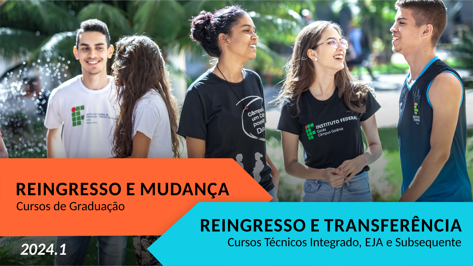 As inscrições para reingresso, mudança de curso e transferência vão de 1º de novembro até 22 de dezembro pela página Estude no IFG, na seção Reingresso e Mudança de Curso/Câmpus. As inscrições para reingresso, mudança de curso e transferência vão de 1º de novembro até 22 de dezembro pela página Estude no IFG, na seção Reingresso e Mudança de Curso/Câmpus.