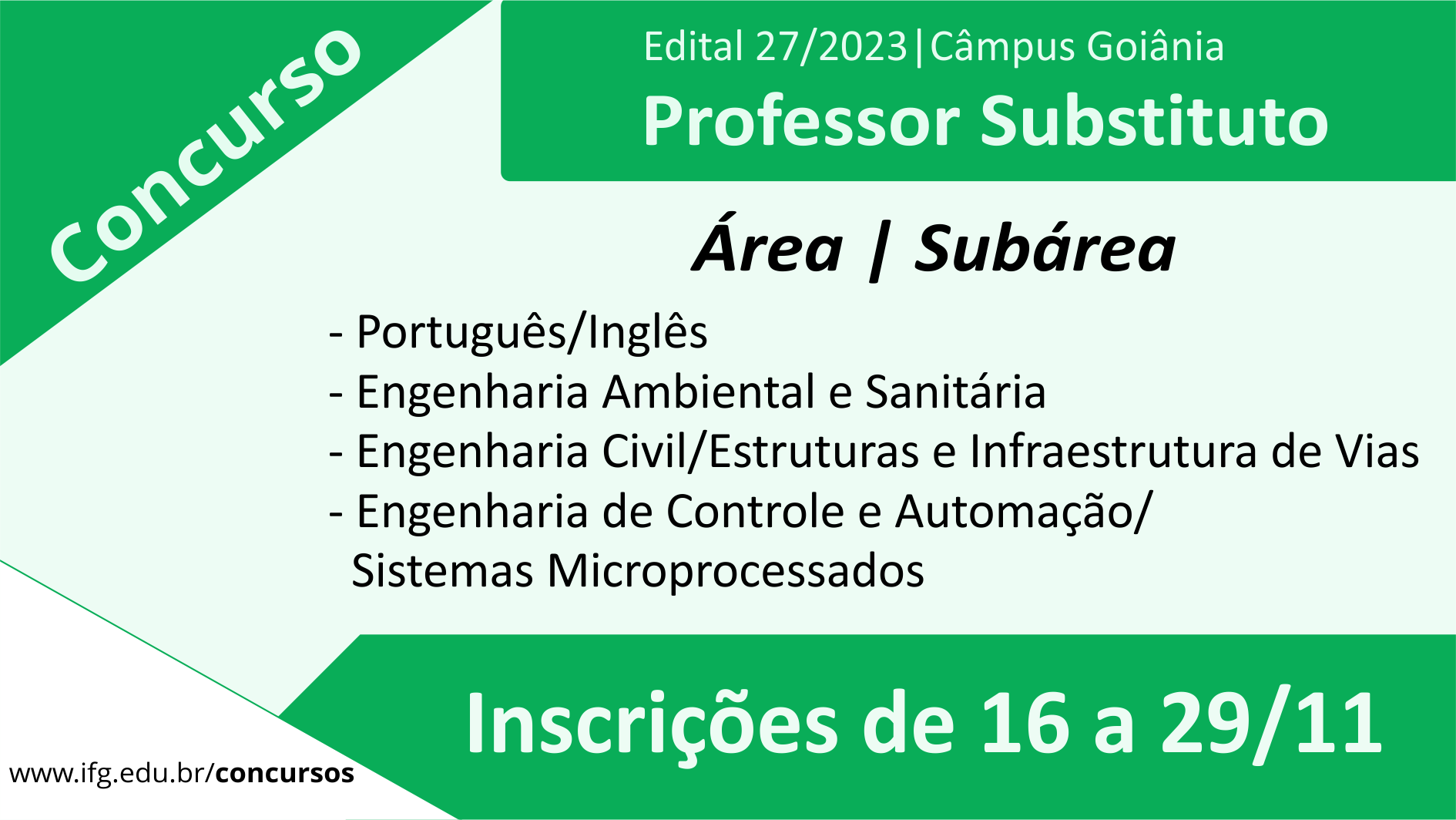 Câmpus Goiânia publicou o edital nº 27/2023 para seleção de professores substitutos. Câmpus Goiânia publicou o edital nº 27/2023 para seleção de professores substitutos.