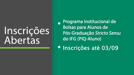 Inscrições abertas para o PIQ-Aluno Inscrições abertas para o PIQ-Aluno