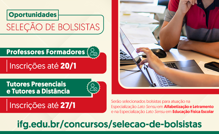 Os selecionados irão atuar nos cursos de especialização Lato Sensu em Alfabetização e Letramento e em Educação Física Escolar, ambos na modalidade de educação a distância. Os cursos serão ofertados em parceria com a Universidade Aberta do Brasil (UAB) Os selecionados irão atuar nos cursos de especialização Lato Sensu em Alfabetização e Letramento e em Educação Física Escolar, ambos na modalidade de educação a distância. Os cursos serão ofertados em parceria com a Universidade Aberta do Brasil (UAB)