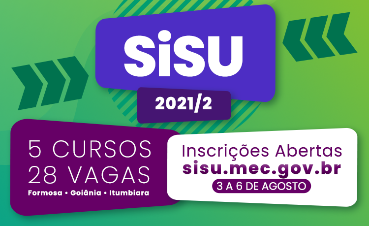 Há vagas para 5 cursos nos câmpus Formosa, Goiânia e Itumbiara Há vagas para 5 cursos nos câmpus Formosa, Goiânia e Itumbiara