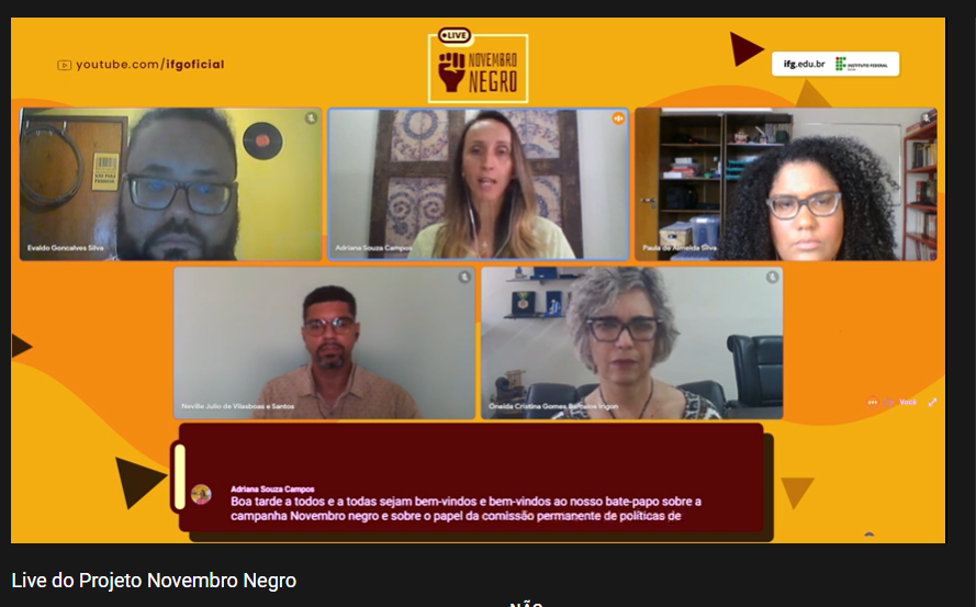 O bate-papo foi realizado pela Diretoria de Comunicação Social (Dicom) do IFG, em parceria com a CPPIR da Instituição O bate-papo foi realizado pela Diretoria de Comunicação Social (Dicom) do IFG, em parceria com a CPPIR da Instituição