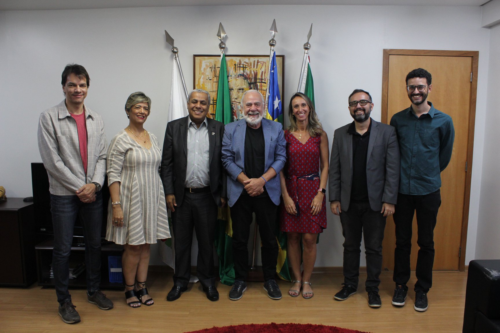 Além de Farrugia e Jerônimo, pró-reitores, a diretora de Comunicação do IFG e o professor Sandeco participaram da reunião  